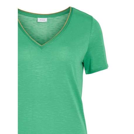 T-shirt vert uni avec une coupe droite et des manches courtes - Image 3