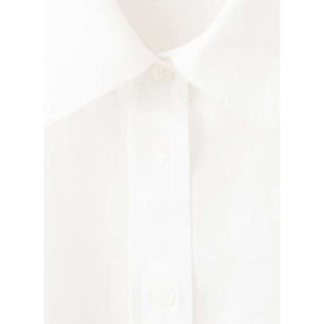 Chemisier blanc uni coupe ample avec un col à revers et des manches longues - Image 2