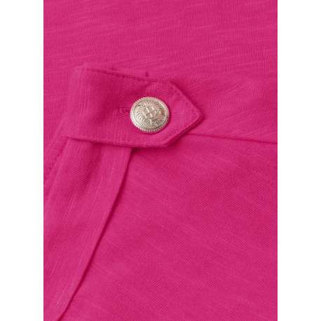 T-shirt rose uni pourvu de manches courtes et d'un col rond - Image 2