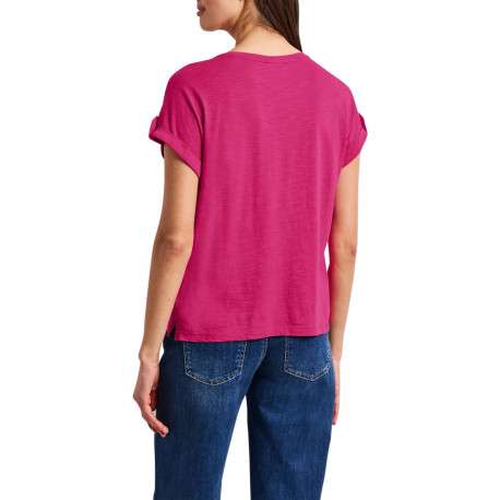 T-shirt rose uni pourvu de manches courtes et d'un col rond - Image 4