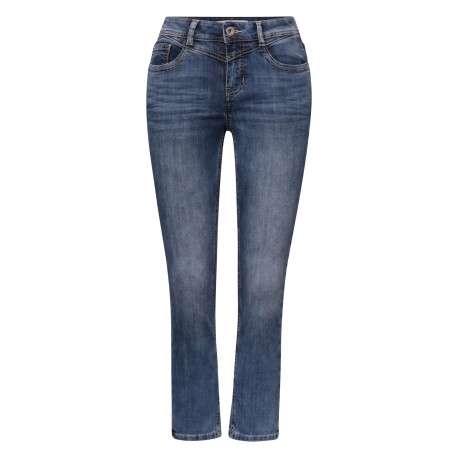 Pantalon en coton mélangé indigo uni pourvu d'une coupe slim