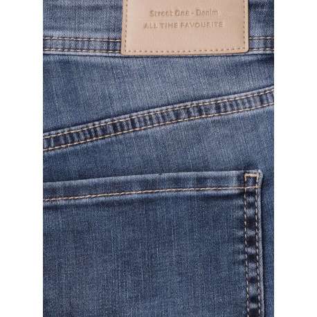 Pantalon en coton mélangé indigo uni pourvu d'une coupe slim - Image 2