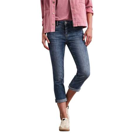 Pantalon en coton mélangé indigo uni pourvu d'une coupe slim - Image 3