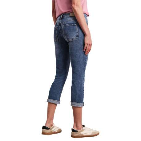 Pantalon en coton mélangé indigo uni pourvu d'une coupe slim - Image 4