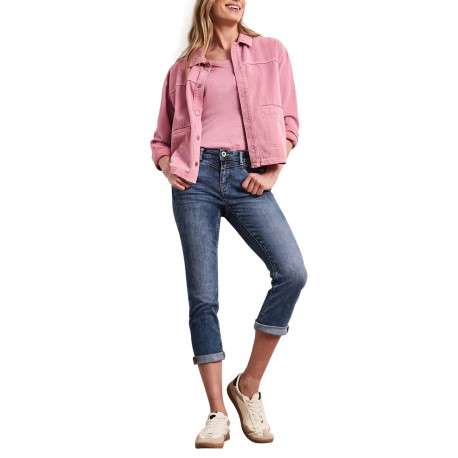 Pantalon en coton mélangé indigo uni pourvu d'une coupe slim - Image 5