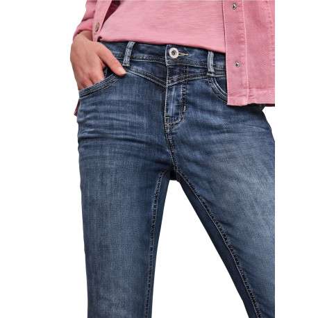 Pantalon en coton mélangé indigo uni pourvu d'une coupe slim - Image 6