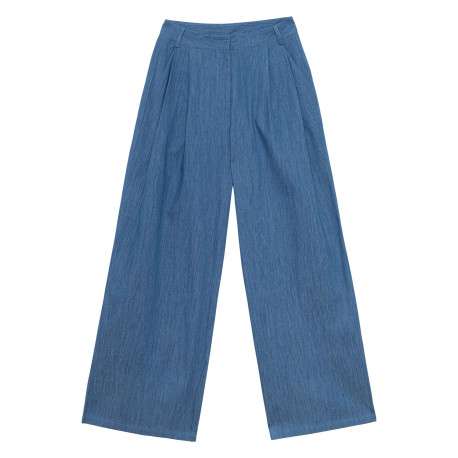 Jean en coton stone uni pourvu de passants pour la ceinture