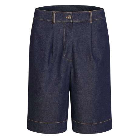 Bermuda en coton mélangé brut uni avec une coupe large à zip et à bouton