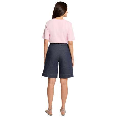 Bermuda en coton mélangé brut uni avec une coupe large à zip et à bouton - Image 4