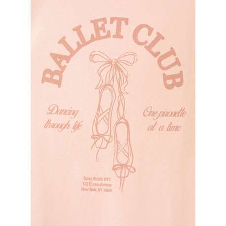 T-shirt en coton rose imprimé avec une coupe droite et un col rond - Image 2