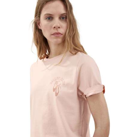 T-shirt en coton rose imprimé avec une coupe droite et un col rond - Image 5