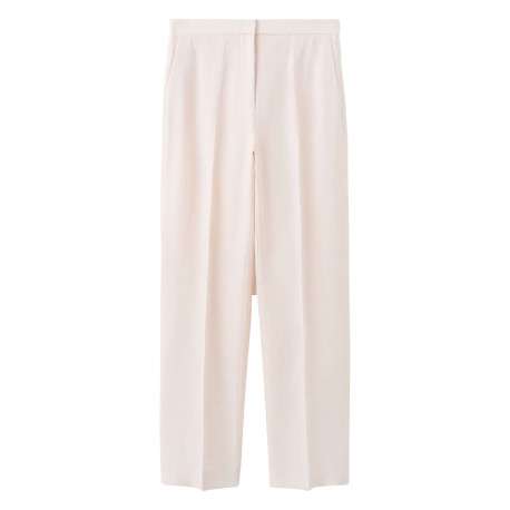 Pantalon chino en coton beige uni avec une taille intermédiaire