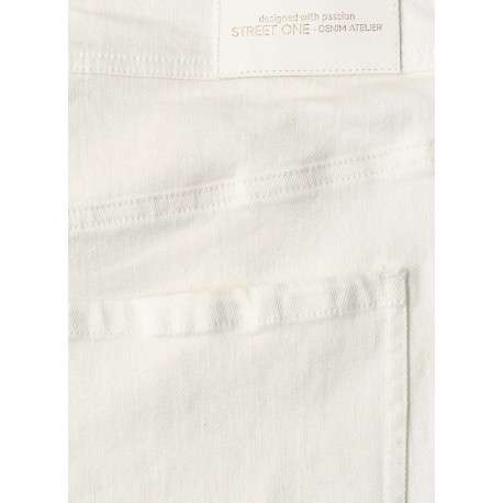 Pantalon en coton écru uni pourvu d'une coupe flare et de multiples poches - Image 2
