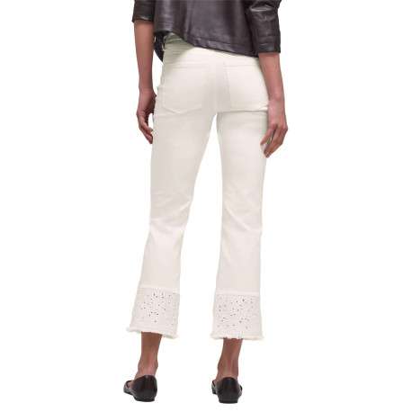 Pantalon en coton écru uni pourvu d'une coupe flare et de multiples poches - Image 4