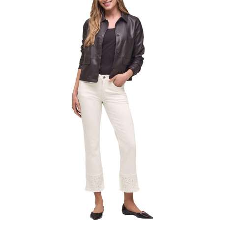 Pantalon en coton écru uni pourvu d'une coupe flare et de multiples poches - Image 5