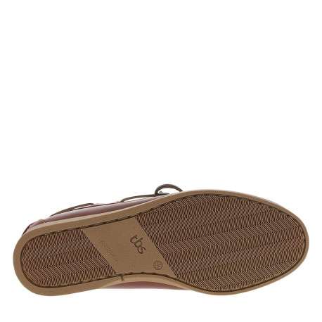 Mocassins bateau cognac en cuir avec un talon plat et à slip-on - Image 5