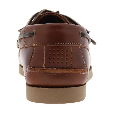 Mocassins bateau cognac en cuir avec un talon plat et à slip-on - Image 6