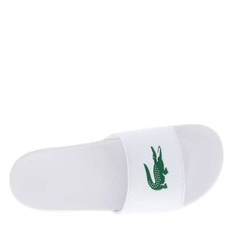 Claquettes blanches à semelle plate avec un logo embossé sur l'avant - Image 4