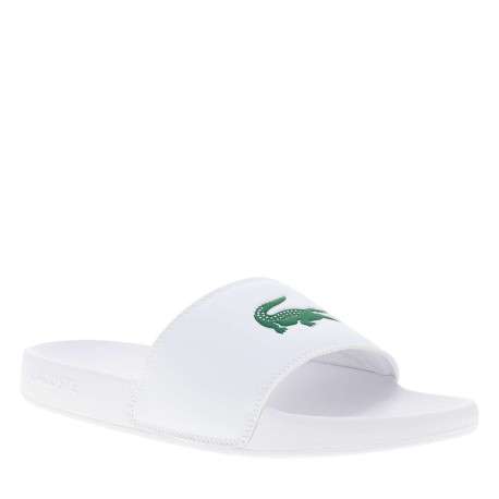 Claquettes blanches à semelle plate avec un logo embossé sur l'avant - Image 3