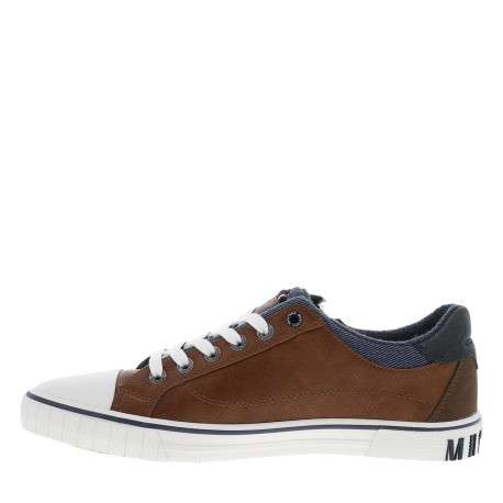 Tennis marron à semelle plate avec des lacets et un zip latéral