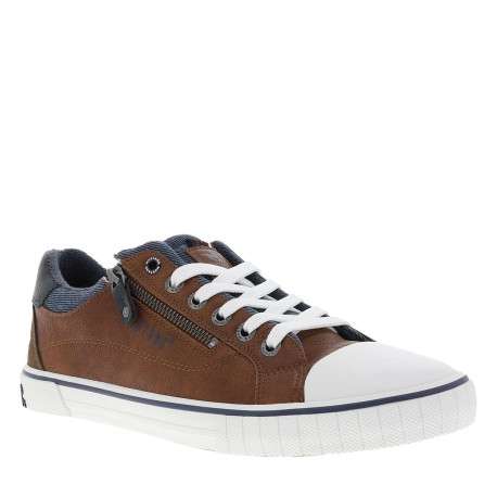 Tennis marron à semelle plate avec des lacets et un zip latéral - Image 3
