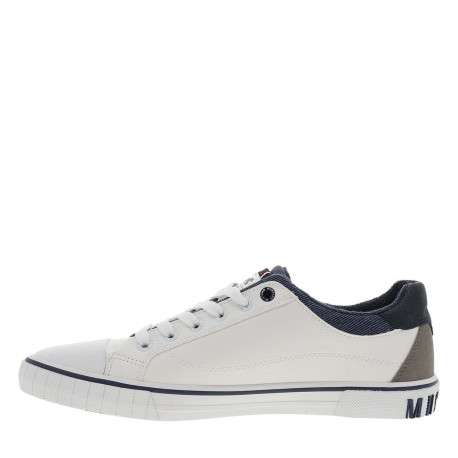 Tennis blanches à semelle plate avec des lacets et un zip latéral