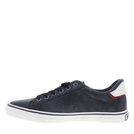 Tennis bleu marine à semelle à talon plat et à lacets et zip latéral