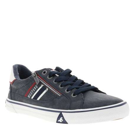 Tennis bleu marine à semelle à talon plat et à lacets et zip latéral - Image 3