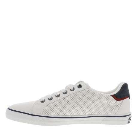 Tennis blanches à semelle à talon plat et à lacets et zip latéral