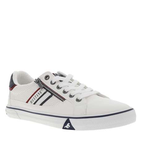 Tennis blanches à semelle à talon plat et à lacets et zip latéral - Image 3