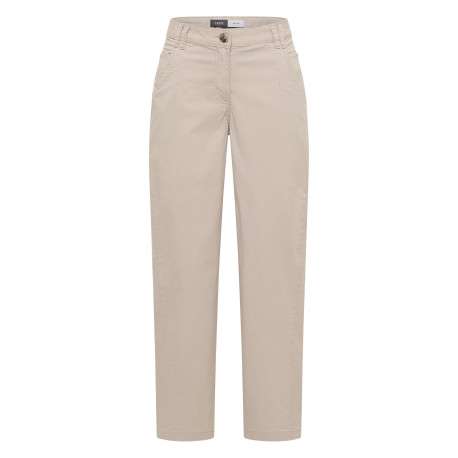Pantalon chino en coton beige uni pourvu d'une coupe droite