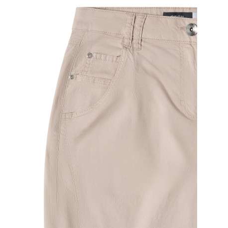 Pantalon chino en coton beige uni pourvu d'une coupe droite - Image 2