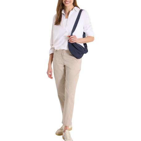 Pantalon chino en coton beige uni pourvu d'une coupe droite - Image 5