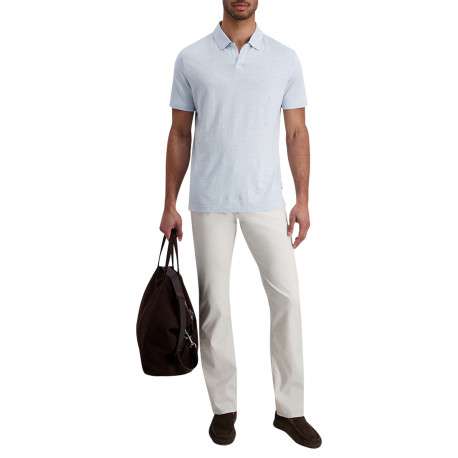 Pantalon en coton écru uni avec une coupe ajustée et des poches à l'italienne - Image 6