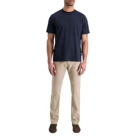 Pantalon en coton beige uni avec une coupe ajustée et une taille standart - Image 2
