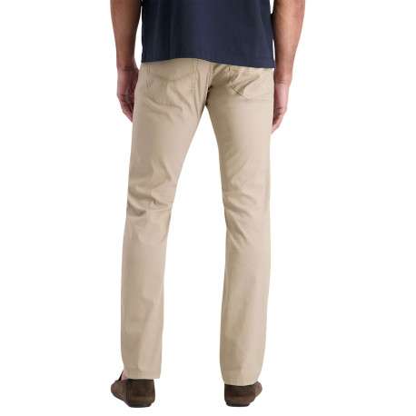 Pantalon en coton beige uni avec une coupe ajustée et une taille standart - Image 3