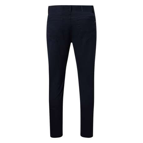 Pantalon en coton marine uni avec une coupe ajustée et une taille standart - Image 2