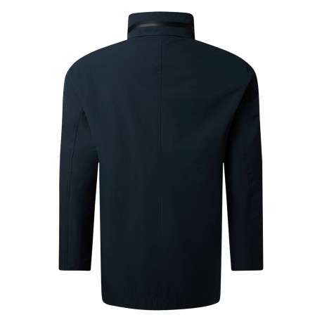 Veste marine unie avec une coupe droite, un col montant et des manches longues - Image 2