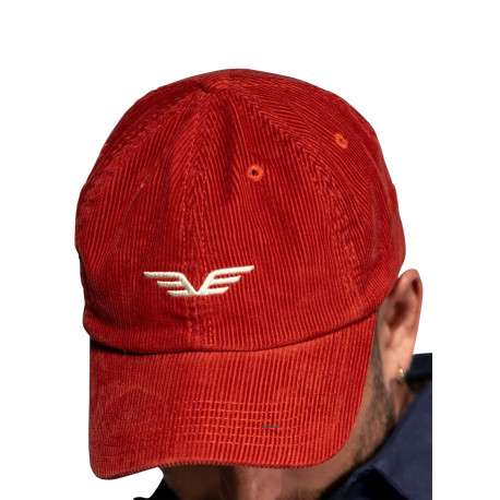 Casquette Brandon en coton brique à rayures pourvue du logo brodé à l'avant