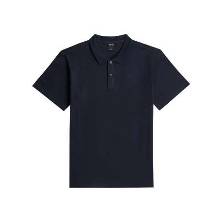 Polo en coton biologique marine uni pourvu d'un col boutonné