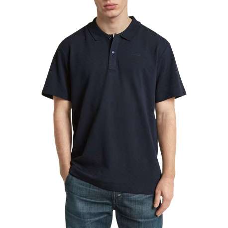 Polo en coton biologique marine uni pourvu d'un col boutonné - Image 3