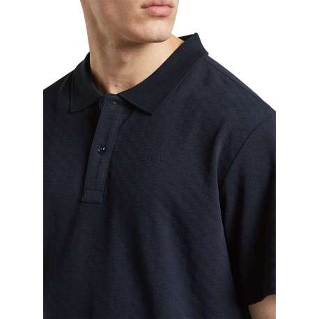 Polo en coton biologique marine uni pourvu d'un col boutonné - Image 6