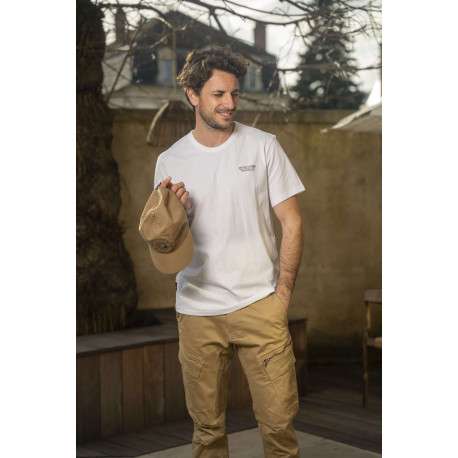 Casquette 6 pans en coton beige unie avec écusson iconique brodé - Image 4