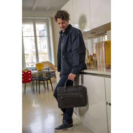 Parka en coton biologique marine uni avec une coupe ajustée et un col à revers - Image 7