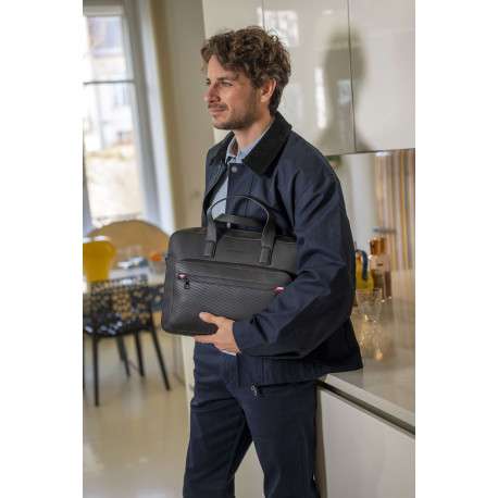 Parka en coton biologique marine uni avec une coupe ajustée et un col à revers - Image 8