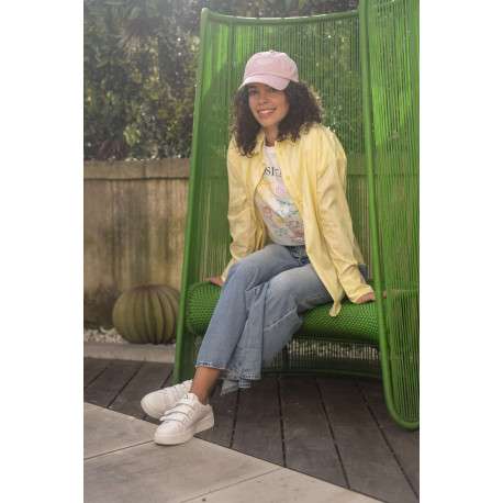 Chemisier en coton jaune à rayures avec une coupe ajustée et un col chemise - Image 5