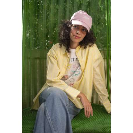 Casquette en coton biologique rose unie avec fermeture strapback - Image 5