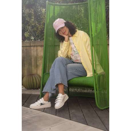 Casquette en coton biologique rose unie avec fermeture strapback - Image 6