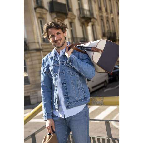 Veste en coton bleu à coupe ajustée pourvu d'un col à revers - Image 7