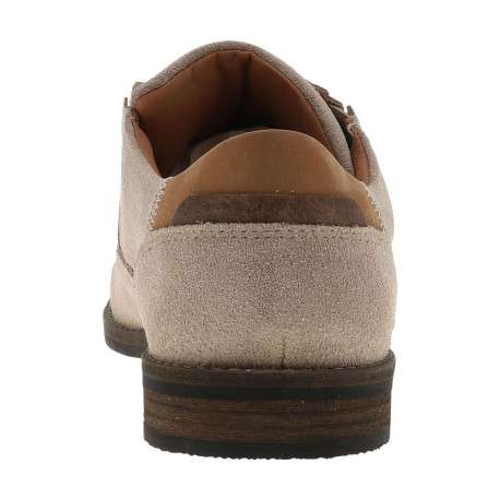 Derbies en cuir beiges à talon décroché bas avec des lacets ronds - Image 8